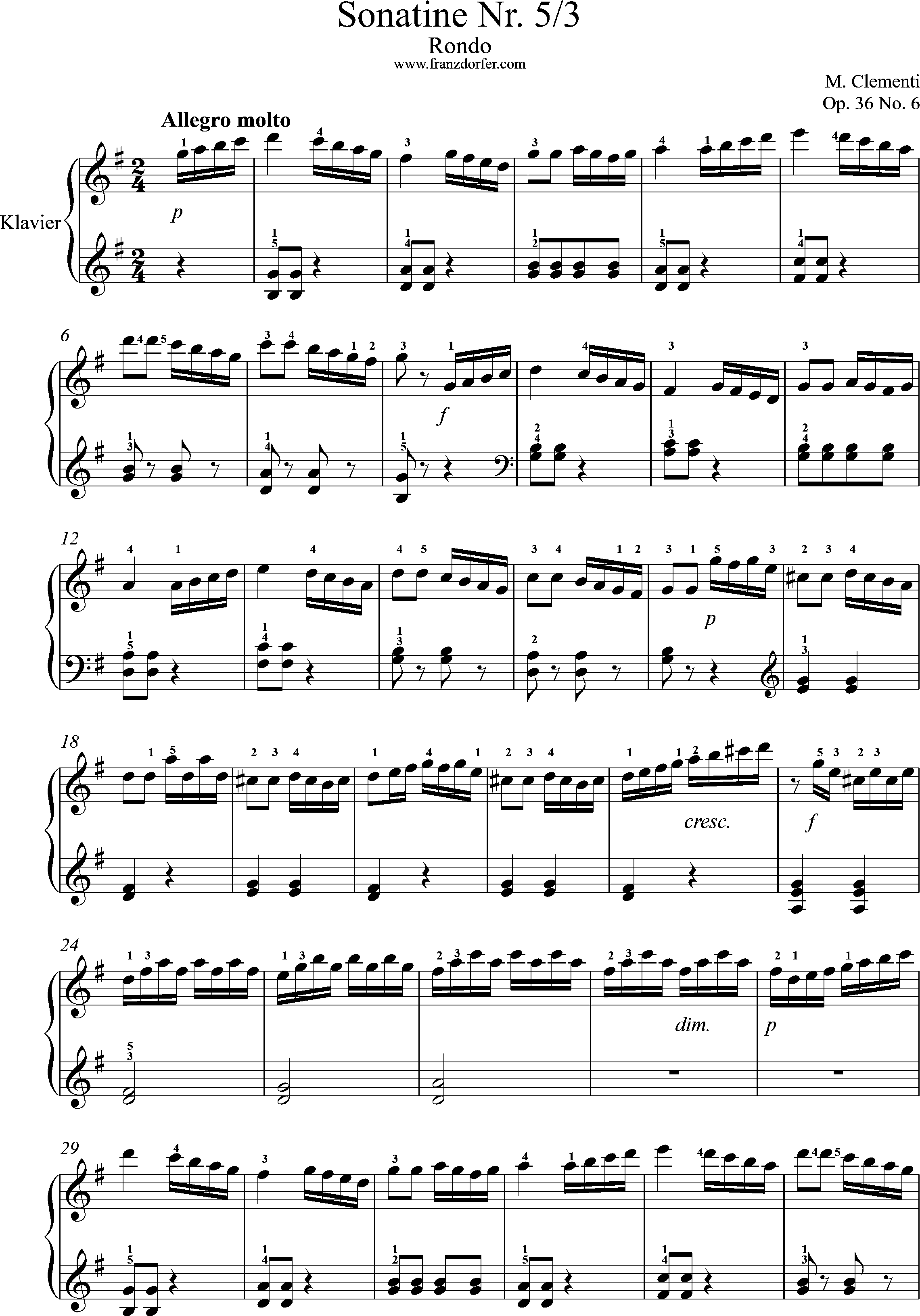 Clementi, op. 36Sonate 5--3.Satz- Rondo - Allegro molto, Seite 1